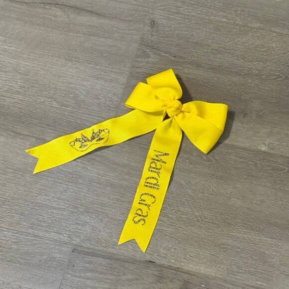 Yellow Mardi Gras Hair Bow Snap Clip Large Ribbon Barrette Party Accessory - Picture 3 of 9